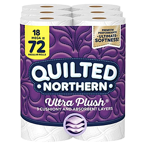 Select Accounts: 18ct Quilted Northern 3-Ply Ultra Plush Mega Roll Toilet Paper $11.55 w/ Subscribe & Save