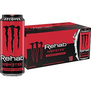 15-Pack 15.5-Oz Monster Rehab Strawberry Lemonade Energy Drink $16.86 ($1.12 each) w/ S&S + Free Shipping w/ Prime or on $25+