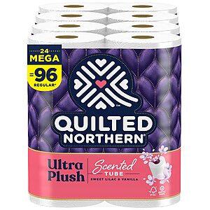24-Count Quilted Northern 3-Ply Ultra Plush Mega Rolls Toilet Paper w/ Sweet Lilac & Vanilla Scented Tube $18.19 w/ S&S + Free Shipping