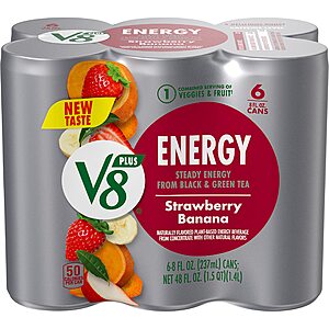 24-Pack 8oz V8 +Energy Drink (Strawberry Banana) $15.12 w/ S&S + Free Shipping w/ Prime or on $25+