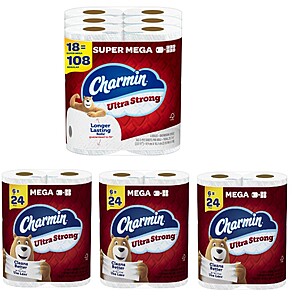 Charmin Ultra Strong or Soft Toilet Paper: 18-Ct Super Mega Rolls + 18-Ct Mega Rolls $38.62 w/ S&S + Free Shipping