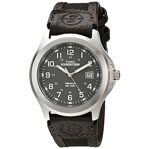Timex Men's Expedition Metal Field Watch w/ Nylon & Leather Strap (Silver/Brown) $20.58 + Free Shipping w/ Prime or on $35+