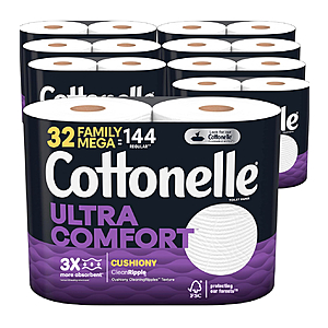32-Count Cottonelle Family Mega Rolls Toilet Paper (Ultra Comfort) $22.10 w/ Subscribe & Save
