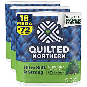 18-Count Quilted Northern Ultra Soft & Strong or Ultra Plush Toilet Paper Mega Rolls $15.73 w/ S&S + Free Shipping w/ Prime or on $35+