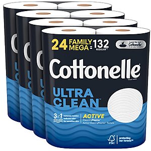 24-Count Cottonelle Ultra Clean Toilet Paper Family Mega Rolls $20.69 w/ S&S + Free Shipping w/ Prime or on $35+