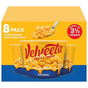 8-Count 2.39-Oz Velveeta Shells & Cheese Single Serve Pasta Cups (Original) $6.77 & More w/ S&S + Free Shipping w/ Prime or on $35+