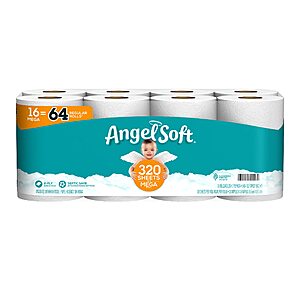 16-Count Angel Soft 2-Ply Mega Rolls Toilet Paper $11.87 + $2.20 Amazon Credit + Free Shipping w/ Prime or on $35+