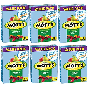 6-Pack 22-Count 0.8-Oz Mott's Fruit Flavored Snack Pouches $15.02 ($0.11/Pouch) w/ S&S + F/S w/ Prime or on $35+