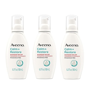 6-Oz Aveeno Calm + Restore Redness Relief Daily Foaming Facial Cleanser (Fragrance-Free) 3 for $17.35 ($5.78 each) w/ S&S + Free Shipping w/ Prime or on $35+