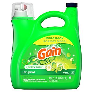 154-oz Gain + Aroma Boost HE Liquid Detergent (Original Scent or Moonlight Breeze) $12.14 +$0.80 Amazon Credit + Free Shipping w/ Prime or on $35+
