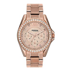 Fossil Women's Riley Quartz Stainless Steel Multifunction Watch (Rose Gold Glitz)  $66.10 + Free Shipping