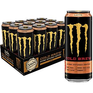 12-Pack 13.5-Oz Java Monster Coffee + Energy Drink (Nitro Cold Brew Latte) $12.64 w/ S&S + Free Shipping w/ Prime or on $35+