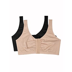 2-Pack Fruit of the Loom Women's Front Close Builtup Sports Bras (Sand/Black) $7.20