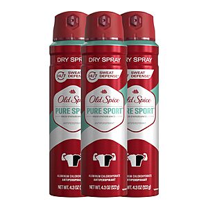 3-Pack 4.3-Oz Old Spice Men's High Endurance Anti-Perspirant and Deodorant Invisible Dry Spray (Pure Sport Scent) $10.92 w / S&S + Free Shipping w/ Prime or on $35+