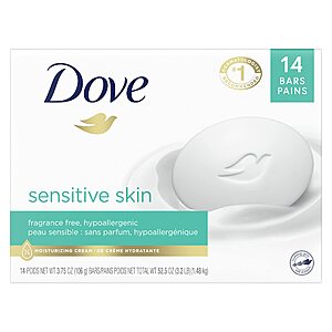 14-Pack 3.75-Oz Dove Beauty Bar (Sensitive Skin or Original) from $9.44 w/ S&S + Free Shipping w/ Prime or on $35+
