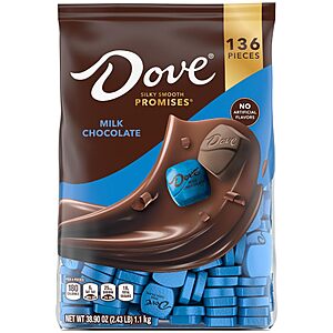 136-Count DOVE Promises Milk Chocolate Candy (43.07-Oz Bag) $14.42 w/ S&S + Free Shipping w/ Prime or on $35+