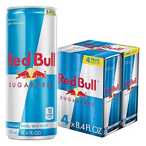 4-Pack 8.4-oz Red Bull Energy Drink (Sugar Free) $3.99 + Free Shipping w/ Prime or on $35+