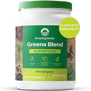 100-Servings Amazing Grass Green Superfood Organic Powder w/ Wheat Grass (Original or Chocolate) from $35.58 w/ S&S + Free Shipping