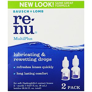 2-Pack 0.27oz Bausch + Lomb ReNu MultiPlus Contact Lens Lubricating & Rewetting Dropson for $3.97