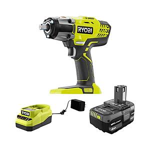 RYOBI ONE+ 18V Cordless 3-Speed 1/2" Impact Wrench Kit w/ 4.0Ah Battery & Charger $99 w/ FS