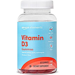 60-Count 50mcg Amazon Elements Vitamin D3 Gummies $1.90 w/ S&S