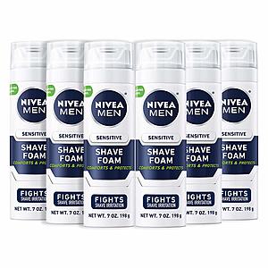 (Pack of 6) NIVEA Men Sensitive Shaving Foam - Soothes Sensitive Skin From Shave Irritation - 7 oz. Can (Pack of 6) $12.55