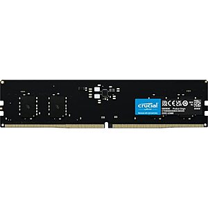 Crucial DDR5 / DDR4 Desktop Computer Memory: DDR5 4800MHz CL40 16GB $40, 8GB $23 & More