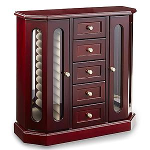 Jewelry Boxes - Cherry Wood Upright, Walnut Wood 3-Drawer, Jaclyn Smith Wooden Upright Jewelry Chest, & More - $38.25 + Free Shipping