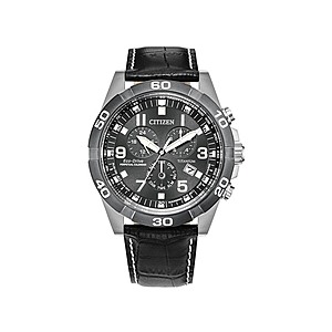 Citizen Men's Eco-Drive Sport Casual Brycen Chronograph Watch, Super Titanium, Leather Strap $99.99 - Woot
