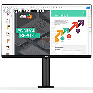 27” LG 27QN880-B QHD 2560x1440 IPS HDR10 USB-C w/ PD & Thin Bezel Monitor + Ergo Stand + Office 365 Personal 15 Month Sub $349 (less w Cashback) + Free S/H at Buydig