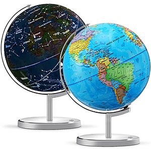 KingSo Interactive 13" LED Illuminated Spinning World Globe $25 + free s/h at Amazon