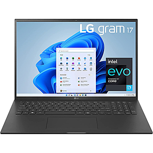 17" LG Gram Laptop: i7-1195G7, 2560x1600, 16GB RAM, 2TB SSD, 2.98lbs $1399 + free s/h