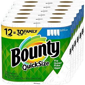 12-Family Rolls Bounty Quick-Size Paper Towels $17.77 at Amazon w/ S&S