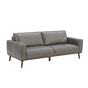 84" Rivet Modern Top Grain Leather Sofa Couch with Wood Base $360 + free s/h & More