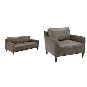 Rivet Modern Deep Leather Sofa Couch $209, Modern Deep Leather Living Room Accent Chair $193 + free s/h