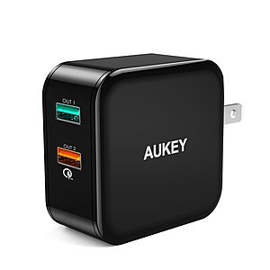 Aukey QC 2.0 Dual Port USB Wall Charger  $5.95 & More