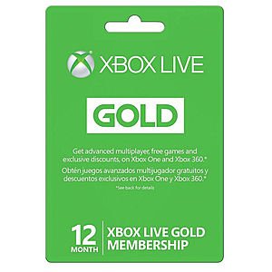 Microsoft Xbox LIVE 12 Month Gold Membership $43.13 + free s/h