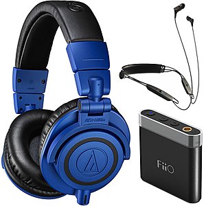 Audio-Technica ATH-M50x (Blue) + Klipsch R6 BT Headphones + FiiO A1 Amp  $186 + Free Shipping