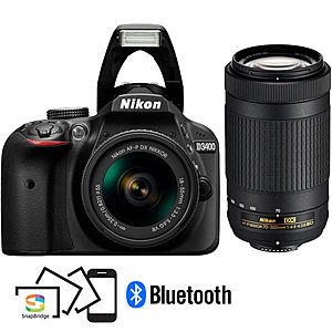 Nikon D3400 24.2MP DSLR Camera w/ 18-55mm VR Lens Kit (Refurb) $320 & More + Free S/H