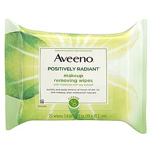 2x 25-ct Aveeno Positively Radiant Oil-Free Makeup Removing Face Wipes $3.59 ($1.80 ea) + free store pick up @ Walgreens
