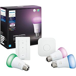 3-Bulb Philips Hue White & Color Ambiance LED Starter Kit  (Geek Squad Certified Refurbished- Multicolor) $80 + Free Shipping