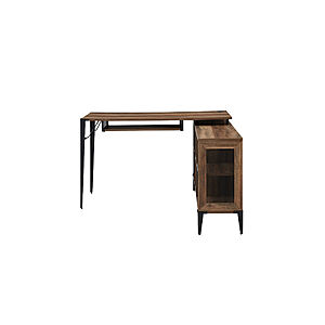 Walker Edison L-Shaped Wooden Corner Bookcase Computer Desk (Rustic Oak) $81 + Free Shipping