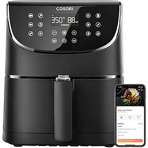 COSORI Smart WiFi Air Fryer(100 Recipes), 13 Cooking Functions, Keep Warm & Preheat & Shake Remind, Works with Alexa & Google Assistant, 5.8 QT, Black $79.79