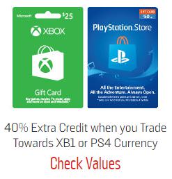 GameStop Trade-In Offer: Up to 40% extra credit when you trade towards Apple, PlayStation or Xbox GC
