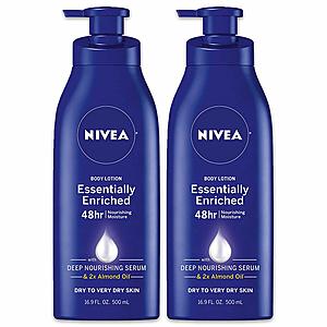 NIVEA Essentially Enriched Body Lotion -16.9 oz. Pump Bottle (Pack of 2) $5.57 w/ S&S ($4.63 15%)